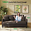 Neche 2 Seater Couch, Teddy Velvet Loveseat Sofa with Extra Deep Seats - Coffee