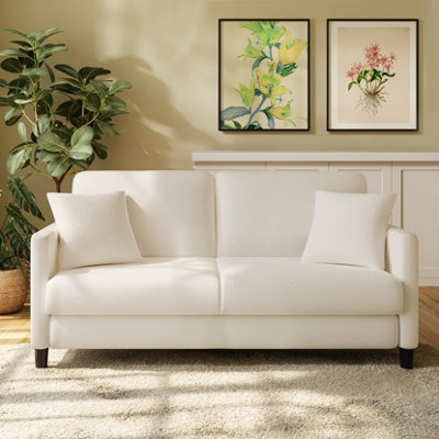 Neche 2 Seater Couch, Teddy Velvet Loveseat Sofa with Extra