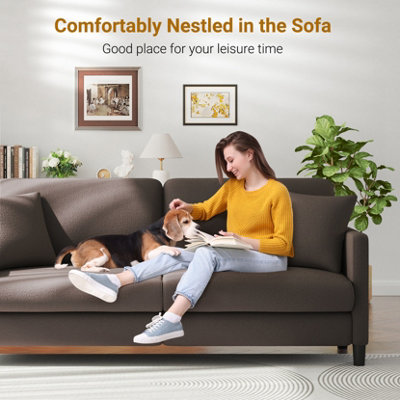 Neche 3 Seater Couch Teddy Velvet Sleeper Sofa with Extra Deep