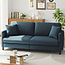 Neche 3 Seater Couch, Teddy Velvet Sleeper Sofa with Extra Deep Seats - Blue Grey