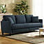 Neche 3 Seater Couch, Teddy Velvet Sleeper Sofa with Extra Deep Seats - Blue Grey