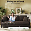 Neche 3 Seater Couch, Teddy Velvet Sleeper Sofa with Extra Deep Seats - Coffee