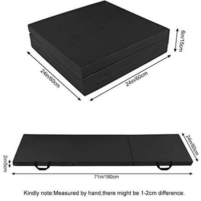 Neche 6FT Folding Home Gym Mats,5cm(2") Thick Foam Gymnastic pad - Black