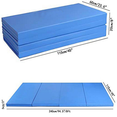 Neche 8FT Folding Home Gym Mats,5cm(2") Thick Foam Gymnastic pad - Blue