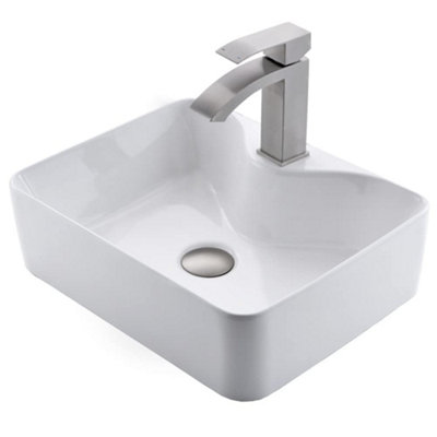 Neche White Rectangle Ceramic Bathroom Vessel Sink - 48.5cm x 37.5cm Price Comparisons | Compare The Build
