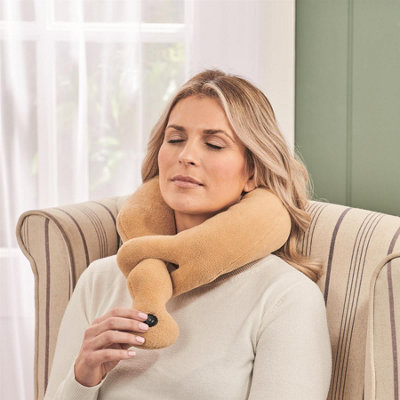 Neck Support Pillow with Massager Battery Powered Massage Cushion