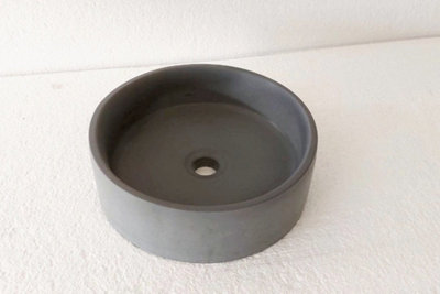 NEDEVDESIGN LAI Round Concrete Basin - Bathroom Sink 37cm DIA - Dark Grey