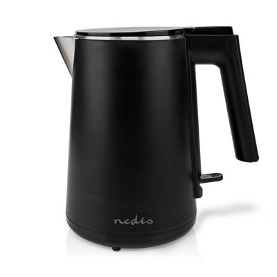 Nedis 1L Kettle with Double Walled Insulation, Boil-Dry Protection and Limescale Filter for Fresher Water
