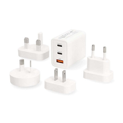 Nedis 5W GaN USB C Fast Charger 3 Port UK EU US Australia Adapter Plug Travel