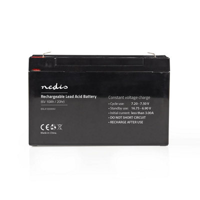 Nedis 6v 6 Volt 10.0Ah 10000mAh Sealed Rechargeable Lead Acid Battery Burglar Alarm