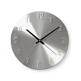 Nedis Aluminium Round Circular Wall Clock 30cm Pressed Numbers Classic Style