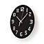 Nedis Circular Modern Wall Clock 30cm Minimalist Easy To Read Numbers - Black Glass