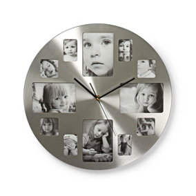 Nedis Family & Friends 40cm Photo Frame Wall Clock - 12 Multi Pictures Personalise