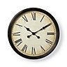 Nedis Large 50cm Traditional Brown Roman Numeral Circular Wall Clock with Antique Style Easy To Read Numbers