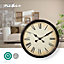 Nedis Large 50cm Traditional Brown Roman Numeral Circular Wall Clock with Antique Style Easy To Read Numbers