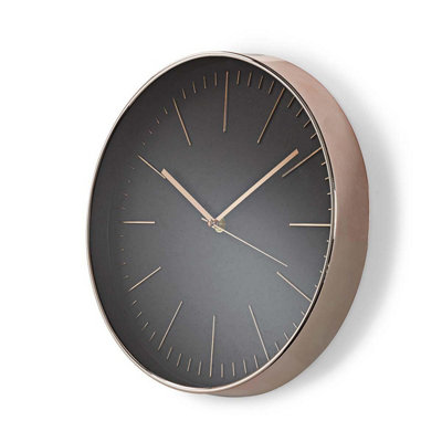 Unity Orologio Da Parete Plymouth Rose Gold – Quadrante Nero, 30 Cm, Movimento Silenzioso