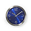 Nedis Retro Style Circular Wall Clock 30cm Blue & Stainless Steel