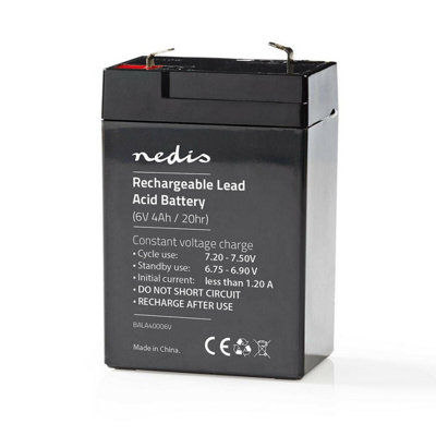 Nedis Sealed Rechargeable Lead Acid Battery Burglar Alarm 6V 4000mAh 70x47x101mm
