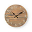 Nedis Wooden Shabby Chic Rustic Distressed Wall Clock 30cm Diameter