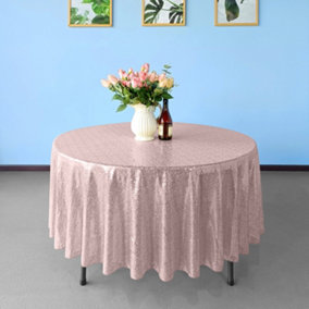 Neel Blue 120 Inch Round Sequin Tablecloth, Blush Pink