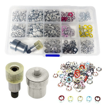 Neel Blue 120pcs Snap Popper with Die Set, 9.5mm Open Ring Snap