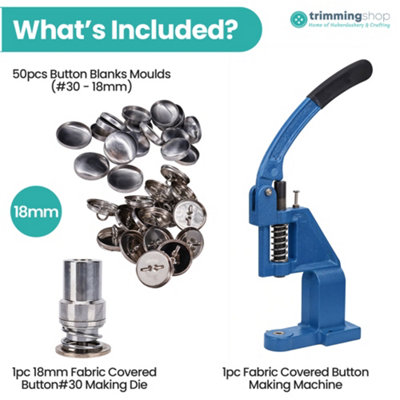 Neel Blue 18mm Fabric Button Maker Set, Blue Hand Press Machine with ...