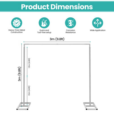 6.6&COD]2.6 X 3m /6.5ft X 9.8ft Heavy Photography Background Stand Kit Video Photo Studio Heavy Duty Background Stand Photo Shoot I.890333026
