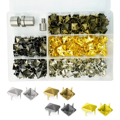 Neel Blue 400pcs Pyramid Studs & Fixing Die Set, 12mm