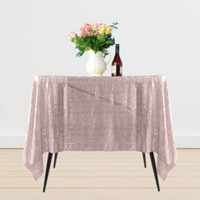 Neel Blue 70" x 70" Square Sequin Tablecloth, Blush Pink