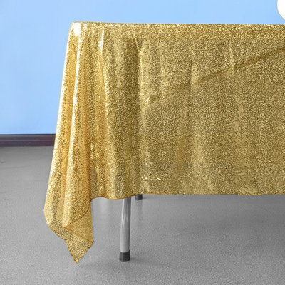 Neel Blue 70" x 70" Square Sequin Tablecloth, Champagne