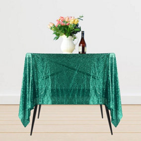 Neel Blue 70" x 70" Square Sequin Tablecloth, Emerald Green