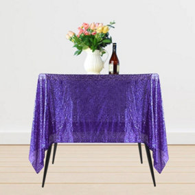 Neel Blue 70" x 70" Square Sequin Tablecloth, Purple