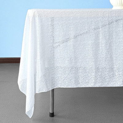 Neel Blue 70" x 70" Square Sequin Tablecloth, White