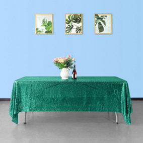Neel Blue 70x108 Inch Rectangle Sequin Tablecloth, Emerald Green