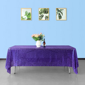 Neel Blue 70x108 Inch Rectangle Sequin Tablecloth, Purple