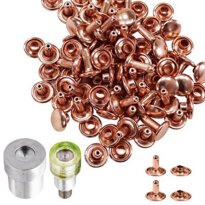 Neel Blue 8mm 100pcs Double Cap Rivets & Die Set, Rose Gold