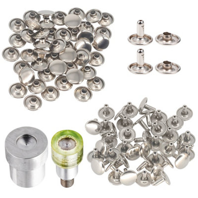 Neel Blue 8mm 100pcs Double Cap Rivets & Die Set, Silver