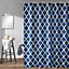 Neel Blue Blue Printed Shower Curtain Polyester Fabric Bathroom Curtain Mould & Mildew Resistant With 12 Curtain Hook
