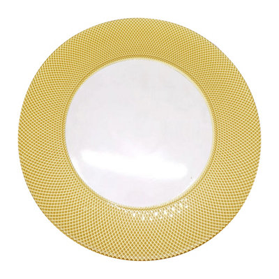 Neel Blue Charger Plates for Table Decoration - Checkered Gold