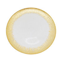 Neel Blue Charger Plates for Table Decoration - Clear Glass with Gold Trim