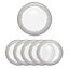 Neel Blue Charger Plates for Table Decoration - Clear Glass with Silver Trim - Pack of 6