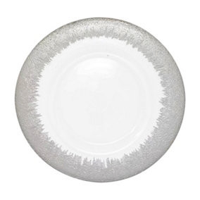 Neel Blue Charger Plates for Table Decoration - Clear Glass with Silver Trim