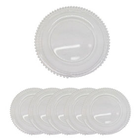 Neel Blue Charger Plates for Table Decoration - Clear with Clear Beads - Pack of 6