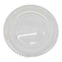 Neel Blue Charger Plates for Table Decoration - Clear with Clear Beads