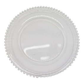 Neel Blue Charger Plates for Table Decoration - Clear with Clear Beads