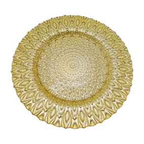 Neel Blue Charger Plates for Table Decoration - Gold Peacock Design
