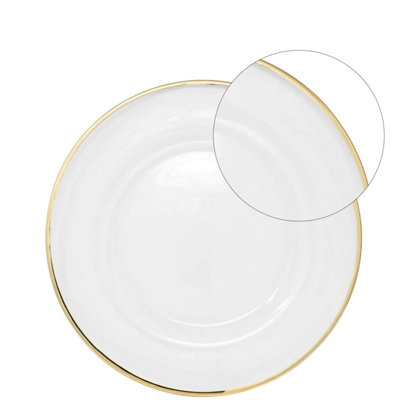 Neel Blue Charger Plates for Table Decoration - Gold Trim Pearl Flower - Pack of 12