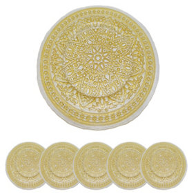 Neel Blue Charger Plates for Table Decoration - Mandala Flower Gold - Pack of 6