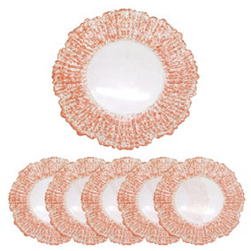 Neel Blue Charger Plates for Table Decoration - Rose Gold Crackled - Pack of 6