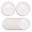 Neel Blue Charger Plates for Table Decoration - Rose Gold Trim Pearl Flower - Pack of 12
